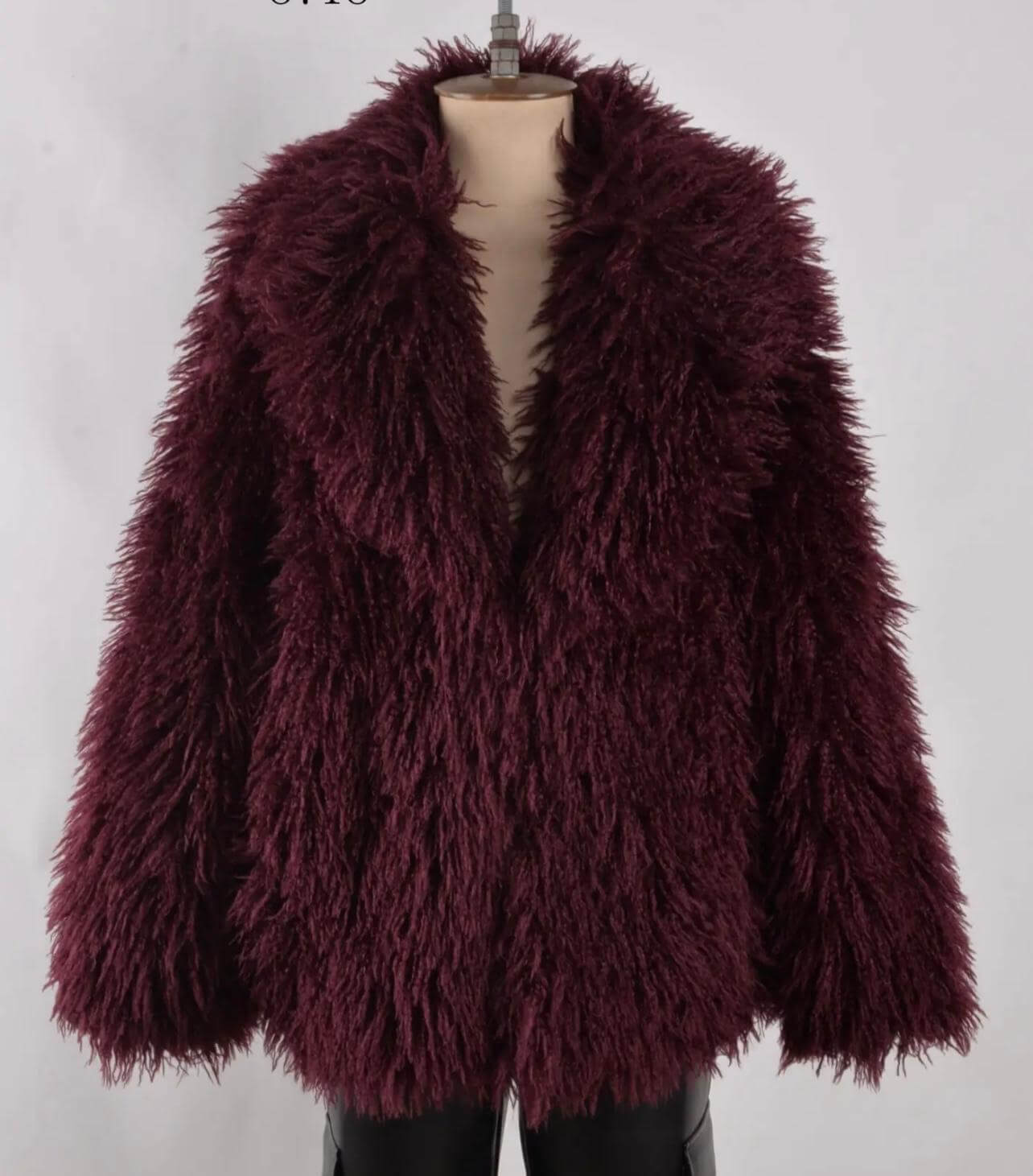 Oversized Burgundy Faux Fur Jacket