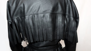Fringe Leather Shirt Jacket