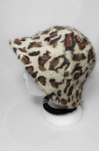 Leopard Print Angora Bucket Hat