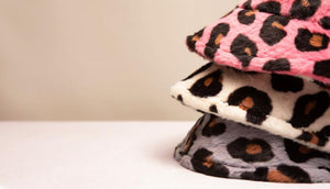 Faux Fur Leopard Print Bucket Hat
